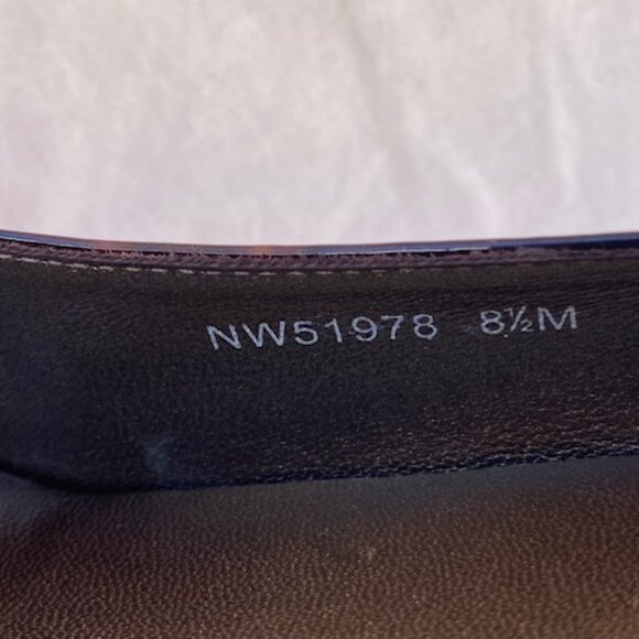 Stuart Weitzman "Over It" Cognac Tartaruga Patent Peep Toe Heels Size 8.5 - Picture 8 of 9